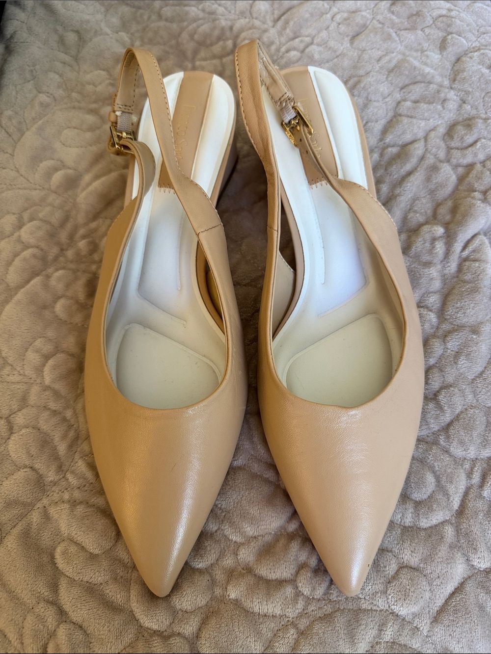 Franco Sarto Nude Pointed Slingback Heels